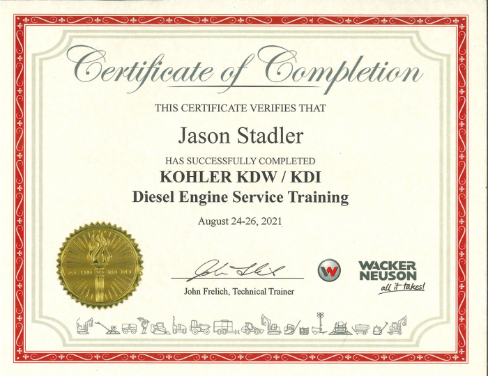 Wesco Inc. is Kohler Engine Certified